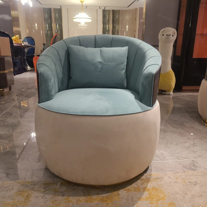 Two-Tone Channel-Tufted Lounge Chair with Dark Wood Accents